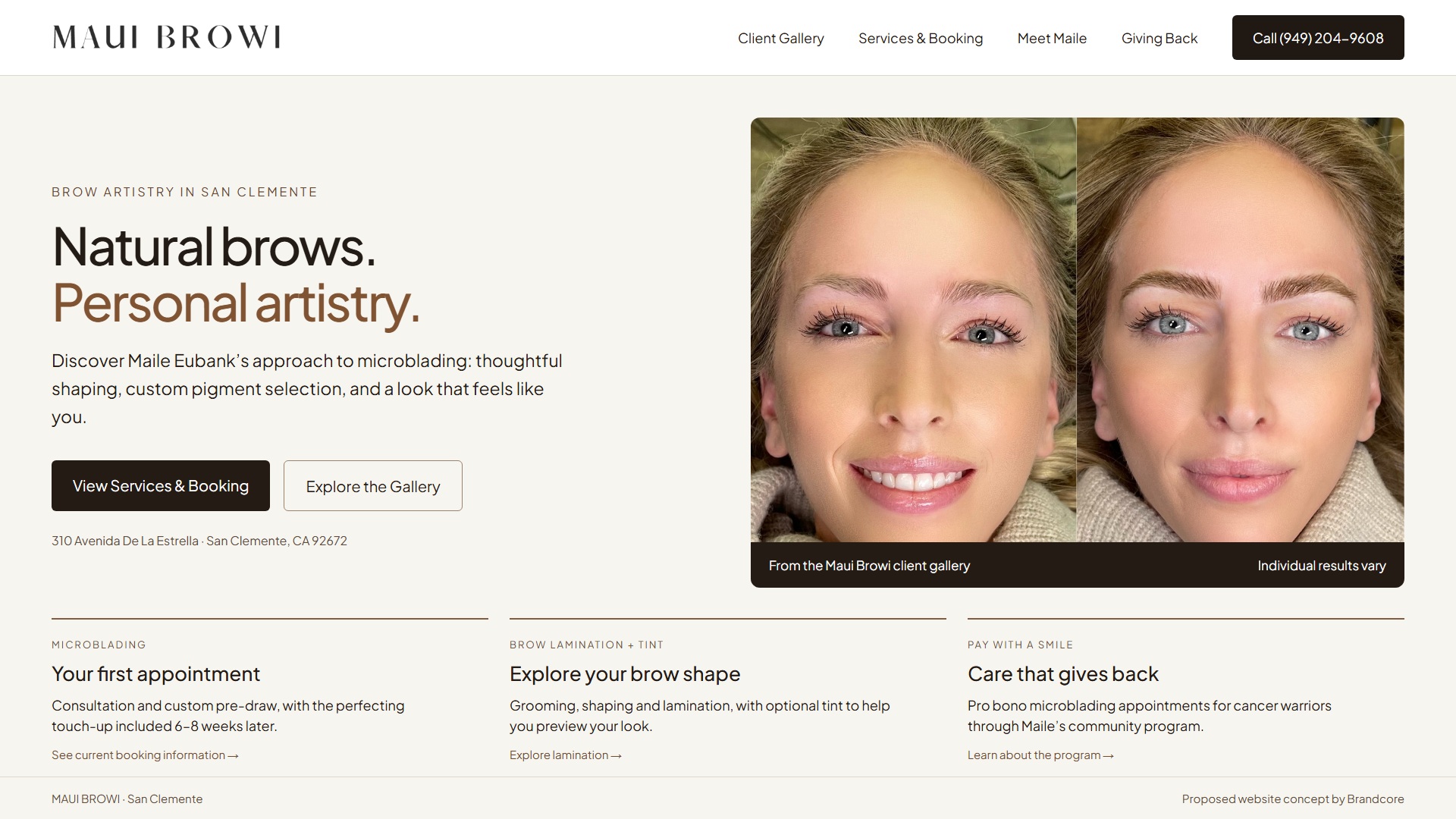 Proposed Maui Browi homepage preview